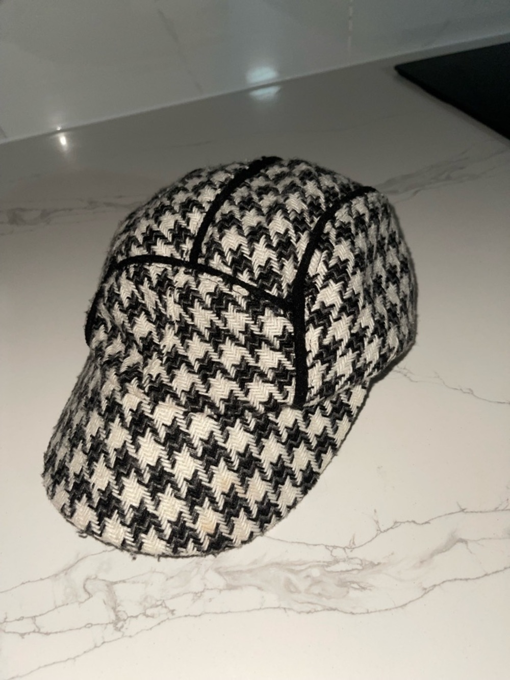 Black & White Houndstooth Baseball Cap - Women's Classic Cap - Picture 2 of 8